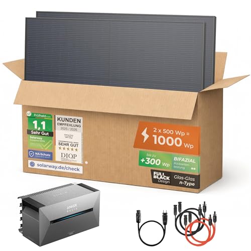 Solarway® All In One Balkonkraftwerk mit Speicher 1000W komplett...