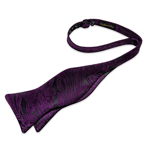 Image of DiBanGu Mens Silk Self Bow Tie Set 4PCS for Tuxedo Wedding