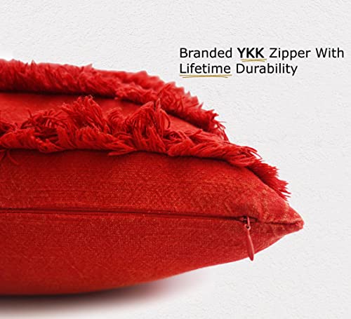 Image of mosey Red Cushion Cover 20x20 inch | Set of 2 | Red Cushion Covers 20 inch x 20 inch | Throw Pillow Cover for Decoration Gift Decor