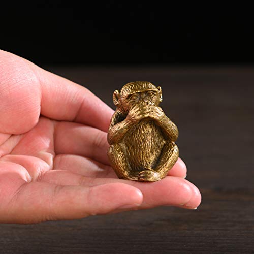 Estatua de tres monos en latón para escritorio miniatura 3