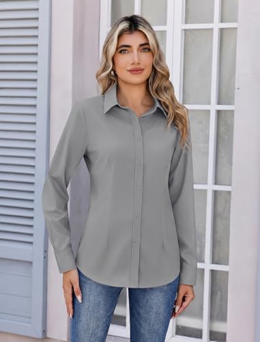 Image of Zeagoo Women's Wrinkle Free Button Down Shirts Long Sleeve Dress Shirts Collared Business Casual Blouses Tops XS-3XL