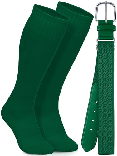 Image of Baseball Socks and Belt Set Cotton Youth Softball Socks for Boys Girls