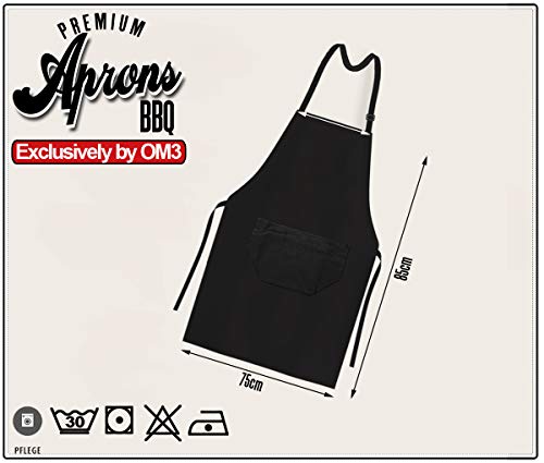 OM3® Das Schwarze kann man abkratzen - Grill-Schürze - Parodie - BBQ Küchenschürze für Erwachsene Unisex