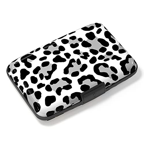 Image of Credit Card Holder, Mini Aluminum Card Wallet RFID Blocking Slim Metal Hard Card Case for Women Men, White Leopard