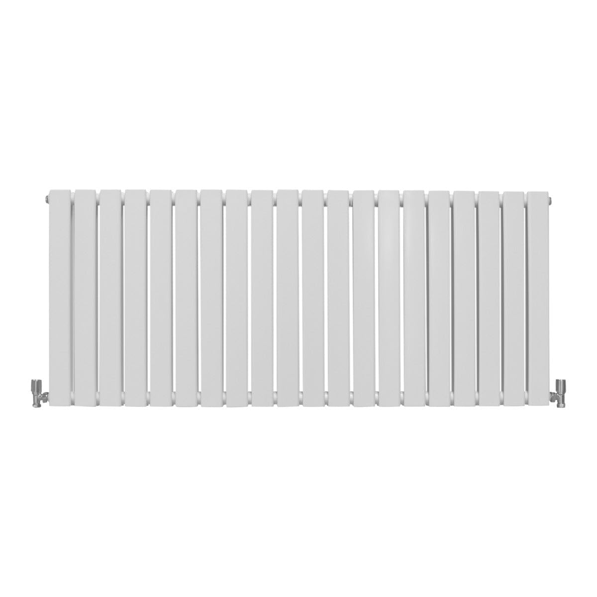 Monster Shop White Designer Radiators 60 X 140Cm Flat Panel Modern Central Heating Gloss Horizontal Column Double Panel Wall Mounted Slimline Kitchen Living Room Bathroom Commercial Cleaning Brush & Fixing Kit