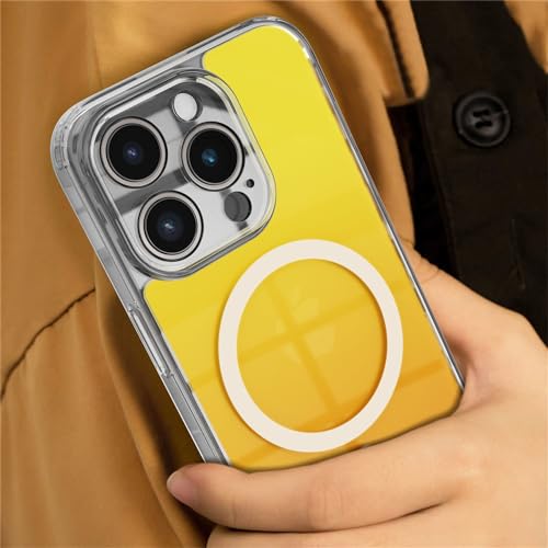 Image of Vaku Luxos TPU Eternity Magpro Back Cover Case For iPhone 15 Pro Max Scratch Resistant Slim Fit Protective Design Military-Grade Protection Compatible With Mag-Safe Wireless Charging-Yellow & Orange