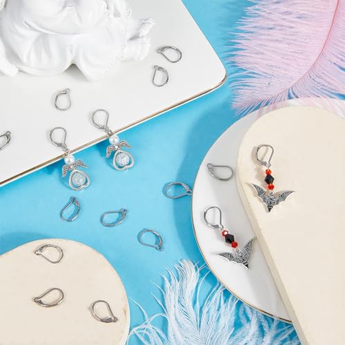 SUNNYCLUE 1 Box 100Pcs Stainless Steel Earring Hooks Leverback Earring Findings Lever Back Earring Hook French Ear Wire Hypoallergenic Earring Clasp Leverbacks for jewellery Making DIY Dangle Earrings - Image 4