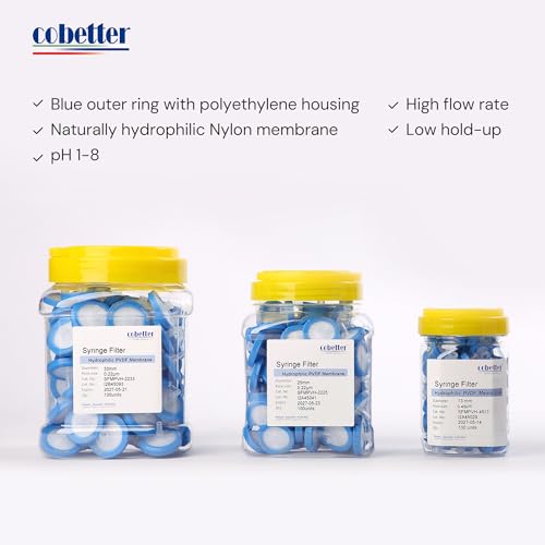 Image of PVDF Syringe Filter, 0.22μm 13mm, Hydrophilic, Non-sterile, PK of 1000 | Syringe Lab Filters, Hydrophilic PVDF, Female Luer lock & Male Luer Slip, Low Protein Binding