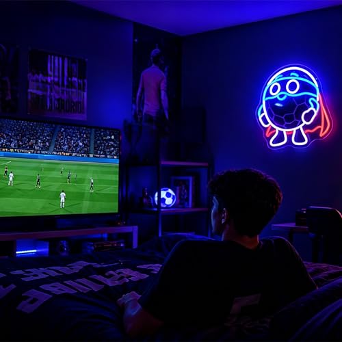 Image of Soccer Neon Sign for Wall Decor Light Up Sign Led Signs for Room Party Home Wall Decor USB Powered