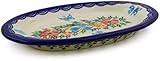 Polish Pottery 7-inch Salt and Pepper Tray (Ring Of Flowers Theme) Signature UNIKAT + Certificate of...