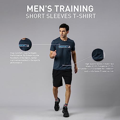 Image of XTEP Training Series, Polyester & Elastane for Better Stretch, Comfort Series, Sports Elastic Performance, Crew Neck Design, Comfort & Elastic Training T-Shirt for Men (White)