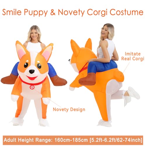 Aufblasbares Halloween-Kostüm für Erwachsene - Hunde-Tieranzug, Corgi-Outfit für Damen und Herren, Lustige Cosplay-Party