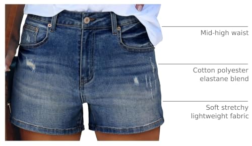 Image of CHICZONE Womens Mid-High Waisted Stretchy Denim Jean Shorts