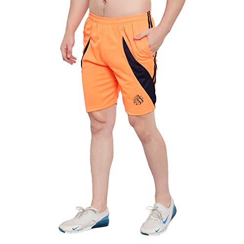 Image of Dia A Dia Men's Polycotton Running Sports Gym Shorts Pack of 4 (Black-Green-Orange-Yellow Free Size: 28-34 Inches)