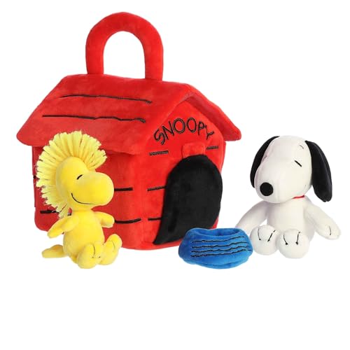Aurora® Adorable Peanuts® Snoopy's Dog House Playset Stuffed Animal - Officially Licensed Toys for All Snoopy Fans - Nostalgic Gift for Adults and...