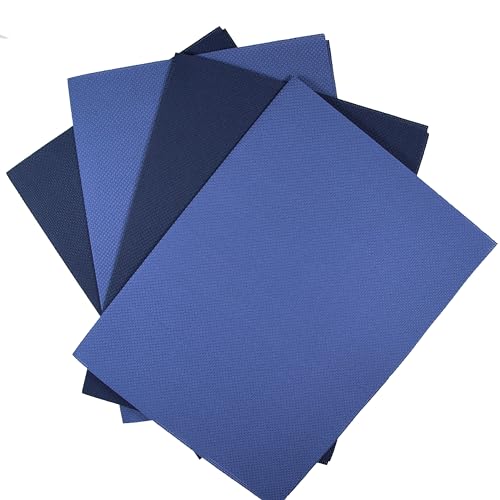 Image of KCS 4 pc of 12 inch x 18 inch (30cmx45cm) 14CT Counted Cotton Aida Cloth Cross Stitch Fabric (Jeans Blue+Navy Blue)