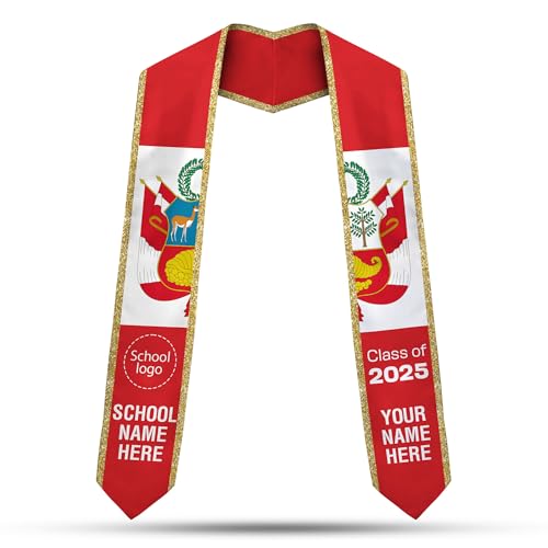 MonkeyVan Peruvians Graduation Sash, Peru Graduation Stole Custom Personalized Peruvians American Flag Graduation Sash 2025 Peru2