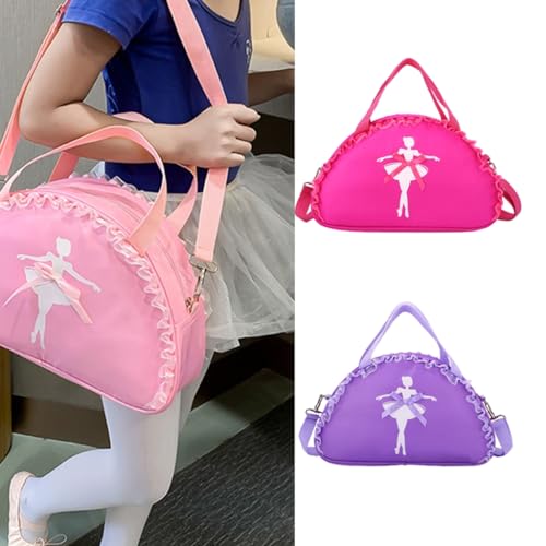 Dance Bag for Girls - Cute Ruffle Lace Ballet Duffle, Small Kids Tutu Dress Gym Crossbody Shoulder Backpack3