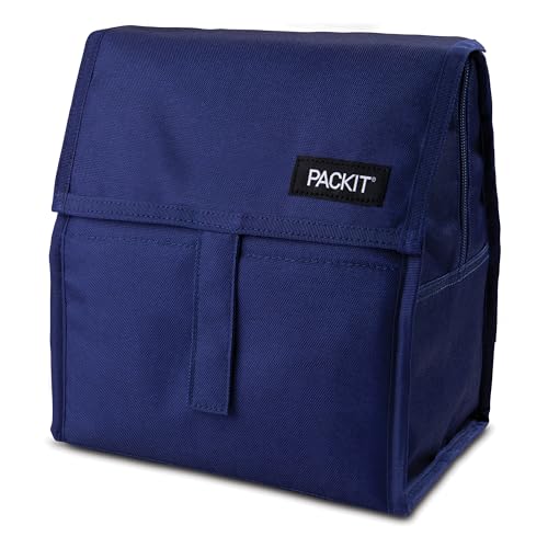 Image of Packit(R Freezable Lunch Bag, True Blue, Built with EcoFreeze(R) Technology, Foldable, Reusable,Zip and Velcro Closure with Buckle Handle, Designed for Work Lunches&Fresh Lunch On the Go (Pack of 12)