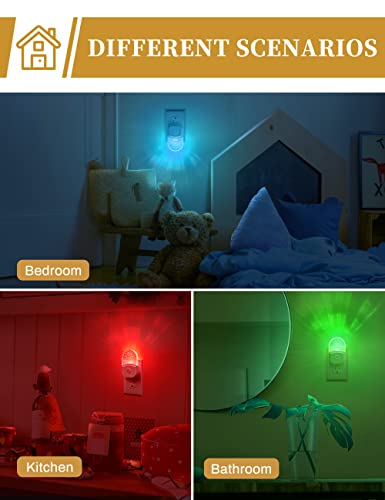 night lights plug into wall 2 pack color changing night light for kids 8-color rgb led nightlight with dusk to dawn sensor for bathroom decor children room gift