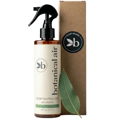 Botanical Air Plant-Based Odor Eliminator Spray Natural Essential Oil Air Freshener for Home Bathroom Fabrics & Pet Areas 8 oz (Eucalyptus Rain)