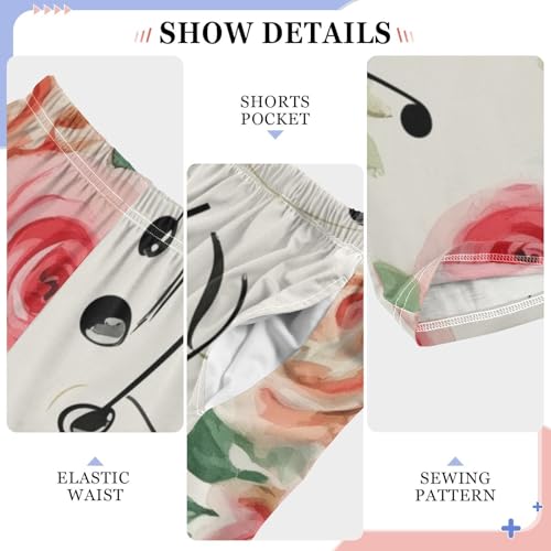 ZZXXB Music Note and Rose Boys Long Pants Soft Trousers Elastic Waist Kids Lounge Bottoms with Pockets S-XL4