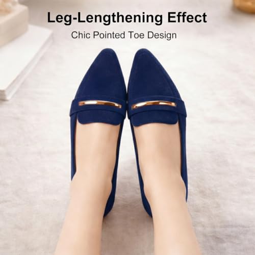 Image of MUSSHOE Loafers for Women Pointed Toe: Dressy Gold Bit Flats, Suede BusinessCasual Slip On Shoes for Office Work,Interview & Teacher