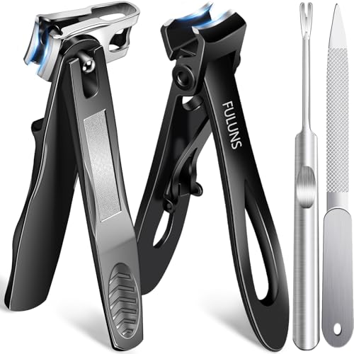 Nail Clippers for Men Thick Nails, Toenail Clippers for Thick Toenails with 16mm Wide Jaw Opening, 360 Degree Rotary Fingernail Clippers Nail Cutter Set for Seniors Long Handle Gifts for Men Women