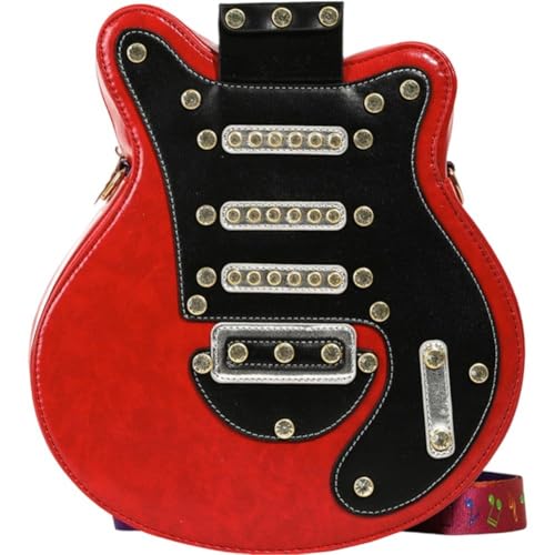 Guitar Shoulder Bag Pu Leather Handbag Zipper Closure Crossbody Bag Handbag Novelty Guitar Purse for Girls and Women