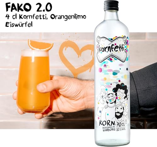 KORNFETTI KORN 32% vol. extrem milder Weizenkorn - Dein klarer Festival Schnaps aus Hamburg 700ml für Cocktails oder Shots | samtig weich | extra großer Malzanteil