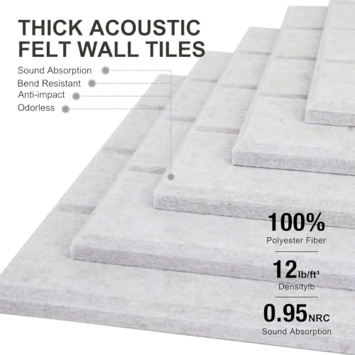 G Gamit 0.47" Thick Felt Wall Tiles 48"x36" Cork Board Alternative 12 Pack 11.81"x11.81"Felt Bulletin Board Pin Board with Removable Adhesive Tape&60 Pushpins for Home Office School(Bold-Light Camel) by G GAMIT - Used condition - Image 2