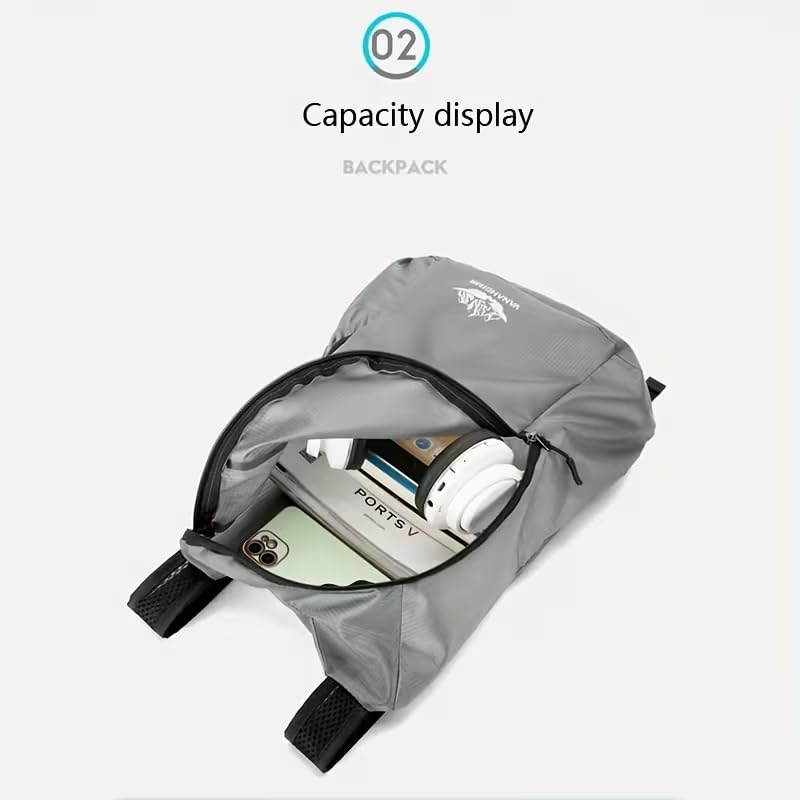 Mochila plegable al aire libre ligera portátil negra miniatura 6