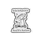 It Is What It Is And It's Autism Enamel Pin, Frog Riding Bike Meme Brooch Pin, Neurodivergent Gift For Autistic Friend Coworker, Froggy Mood Sarcastic Quote Brooches, Neurospicy Lapel Badge, Internet Meme Accessories