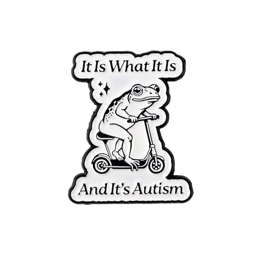 It Is What It Is And Its Autism Enamel Pin Frog Riding Bike Meme Brooch Pin Neurodivergent Gift For Autistic Friend Coworker Froggy Mood Sarcastic Quote Brooches Neurospicy Lapel Badge Internet Meme Accessories