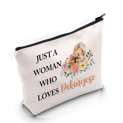 VAMSII Pekingese Lover Gift Woman Loves Pekingese Makeup Bag Pekingese Mom Cosmetic Bag Pekingese Owner Gift (Woman Loves Pekingese M)