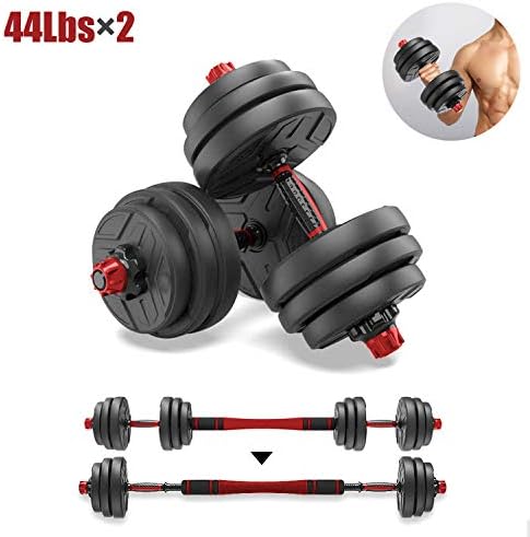 Pinroyal Fitness Dumbbell Barbell Combination Set, Adjustable Weight Home Fitness Equipment with Connecting Rod for Every Type Training, 40KG/ 88Lbs (Pair)