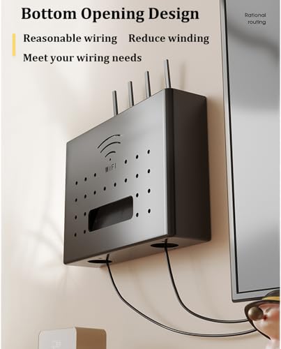 Router Verstecken, WLAN Box Verstecken, Router Schrank Regal Wandhalterung Kabel Verstecken Organizer(30x7x22cm,Black)