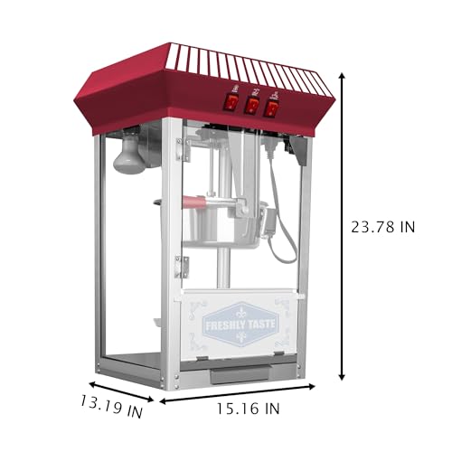 Image of Popcorn Machine - 12 Oz Countertop Popcorn Maker - Commercial Popcorn Popper, Makes Up to 48 Cups, 800W for Movie Theater /Home (White Stripes,Red)