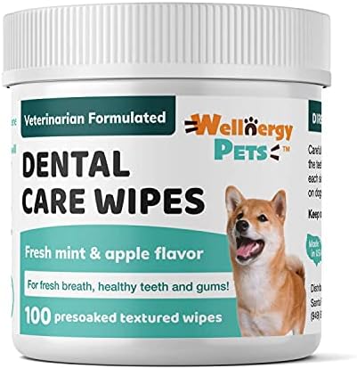 Dental Wipes for Dogs and Cats – No Brush Formula; Improve Oral Hygiene and Health; Freshen Breath; Fresh Mint Flavor. 100 Wipes.