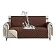 Lydevo Sofa Überzug 3 Sitzer wasserdichte rutschfest Sofabezug Mit Armlehnen Couchbezug Sofaüberwurf Kratzfest Reversible Gesteppte Schonbezug für Haustier Katzen Hunde,Dunkelbraun