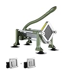 VEVOR French Fry Cutter, Potato Slicer with 1/2-Inch and 3/8-Inch Stainless Steel Blades, Manual Potato Cutter Chopper with Suction Cups, Great for Potato, French Fries, Cucumber, Vegetables, Carrot