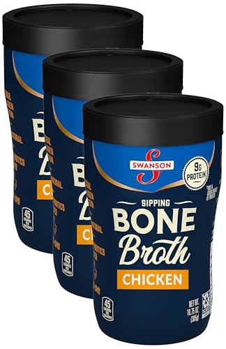 Swanson Sipping Chicken Bone Broth, 10.75 oz Microwavable Cup (Pack of 3)