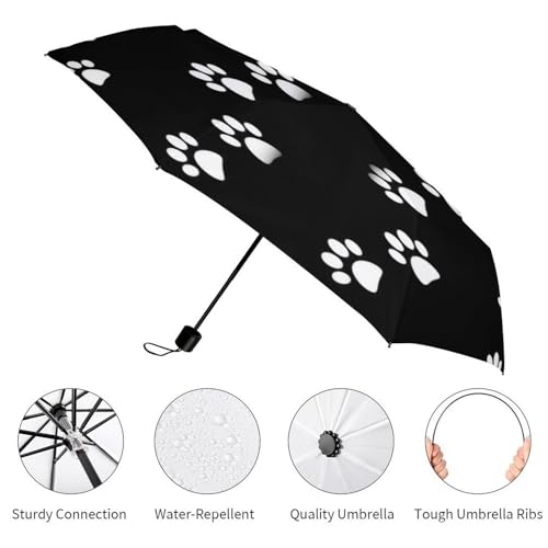 Parapluie pliable motif pattes de chien imperméable et résistant - 3