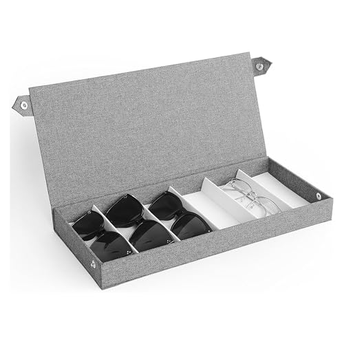 URMONA Brillenbox 6 Fächer Brillenaufbewahrung 38 x 17 x 4 cm Organizer