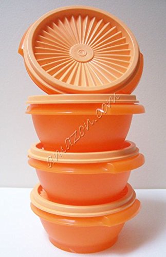 Tupperware 10 Ounce Orange Servalier Bowls