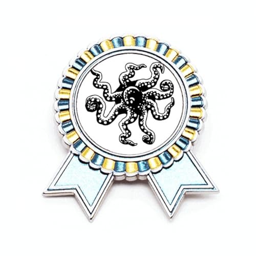 Broche pieuvre marine en métal et illustration noire de qualité