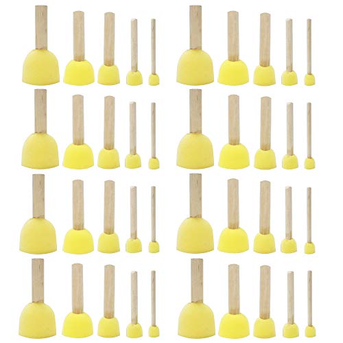 Cocoboo 40pcs Assorted Round Paint Foam Sponge Brush Set Painting Tools Sponge Stippler Set for Kids Painting Crafts and DIY（5 Sizes）