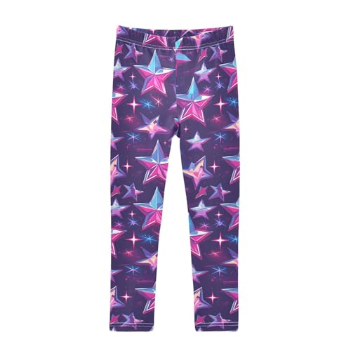 KLL Stars Neon Colorful Fashion Toddler Girl Athletic Leggings Comfortable Full Length Dance Pants Running