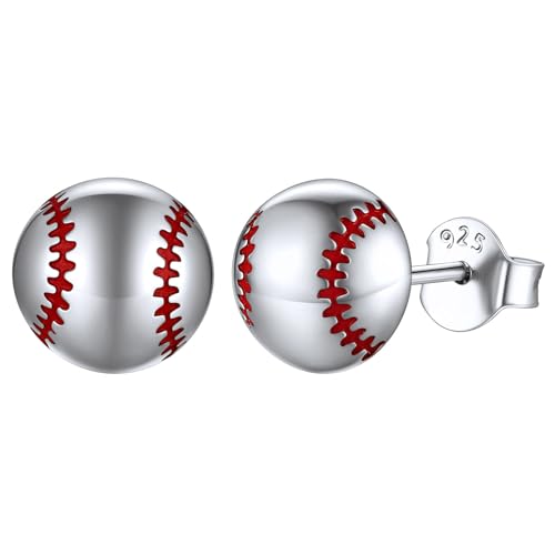 ChicSilver 925 Sterling Silver Stud Earrings Hypoallergenic Baseball/Soccer Earrings Gifts for Women Men Player Fan