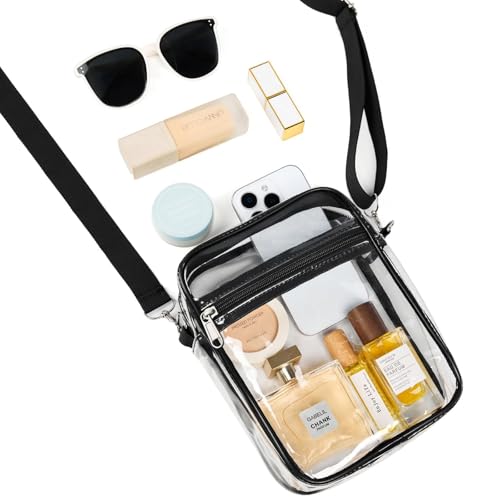 Image of Fibrdoo Clear Crossbody Purse Bag, Clear Bag Stadium Approved with Front Pocket for Concerts Sports Festivals